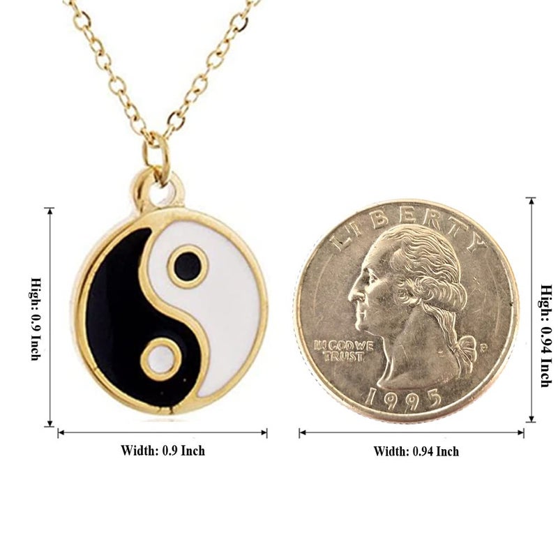 MANZHEN Yin Yang Necklace Black and White Balance Symbol Pendant Necklace (Gold) - Image 2